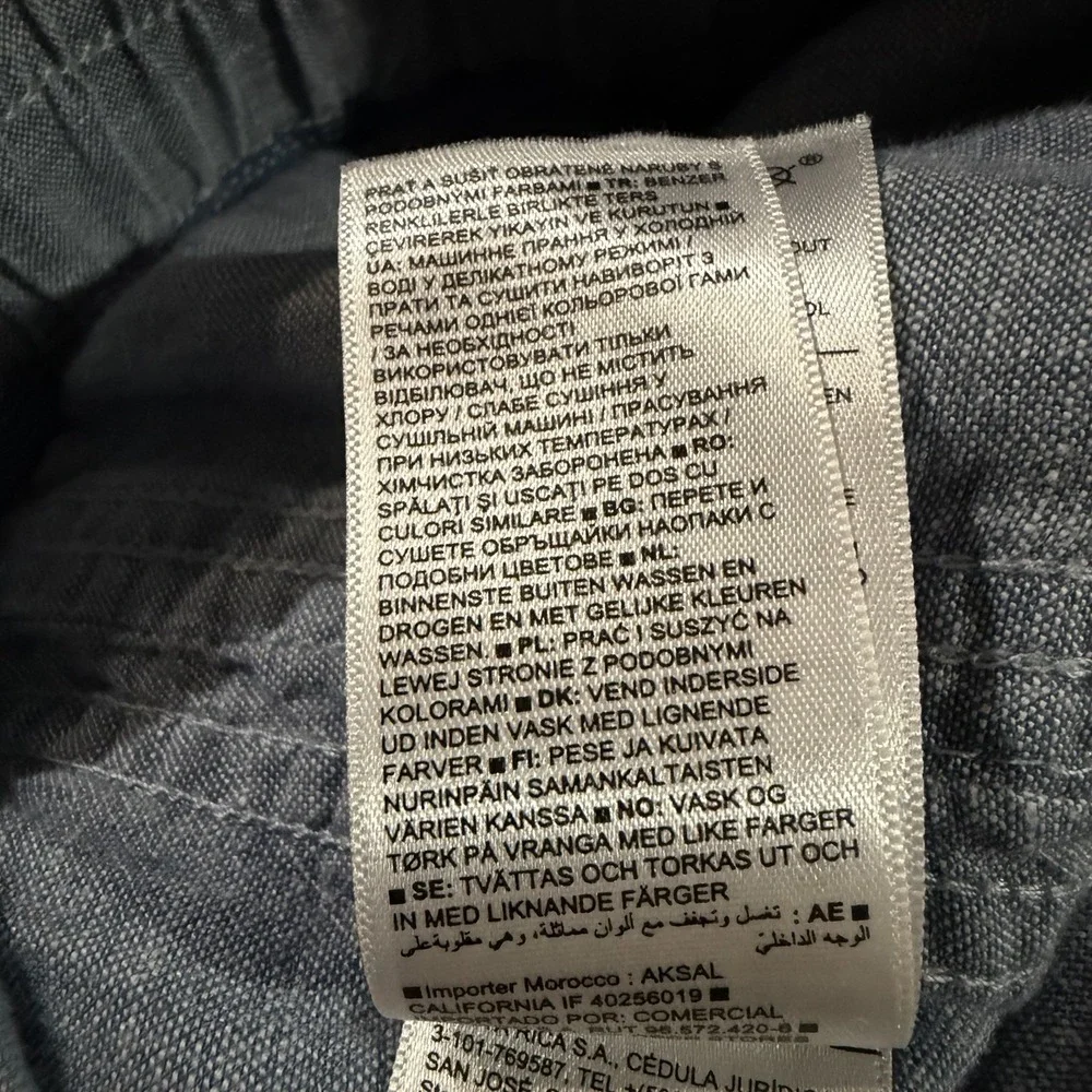 Athleta Cabo Linen Joggers Blue Chambray Women's Size‎ 4 Drawstring Zip Pockets - Picture 7 of 10